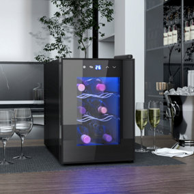 HOMCOM Mini Wine Fridge, 6 Bottle, with Glass Door, Touch Screen