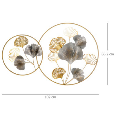 Photo inspiration: Fresh Look at Homcom Minimalist Metal Wall Art Ginkgo Leaves Hanging Wall Sculpture