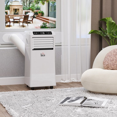 HOMCOM Mobile Air Conditioner W/ RC Cooling Sleeping Mode Portable White 1080W