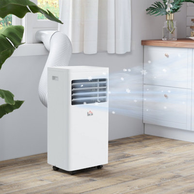 HOMCOM Mobile Air Conditioner White W/ Remote Control Cooling Ventilating  765W | DIY at Bu0026Q