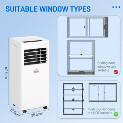 HOMCOM Mobile Air Conditioner White W/ Remote Control Cooling Ventilating 780W