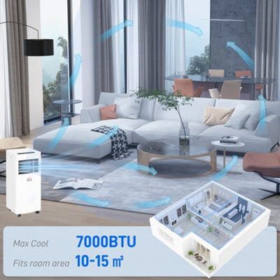 HOMCOM Mobile Air Conditioner White W/ Remote Control Cooling Ventilating 780W