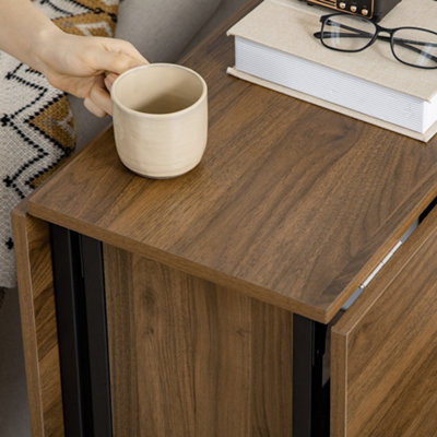 HOMCOM Mobile Drop Leaf Dining Table on Wheels with Shelf Light Brown