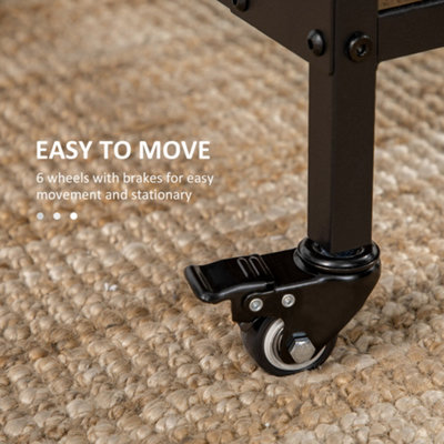 HOMCOM Mobile Drop Leaf Dining Table on Wheels with Storage Shelf Grey