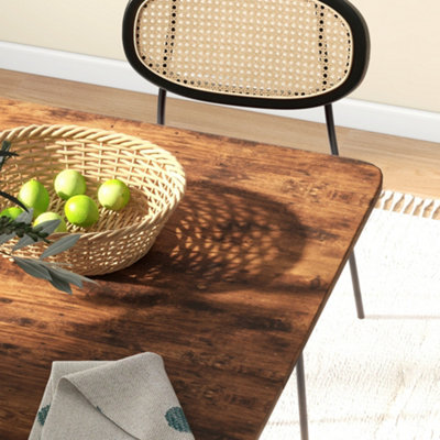 HOMCOM Mobile Drop Leaf Dining Table on Wheels with Storage Shelf Rustic Brown