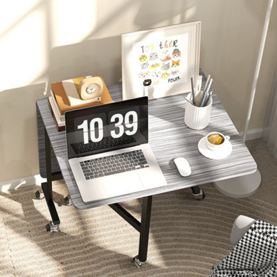 HOMCOM Mobile Drop Leaf Table, Folding Kitchen Table with 6 Wheels, Grey