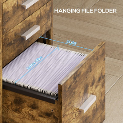 HOMCOM Mobile Filing Cabinet, Lockable File Cabinet with 2 keys Rustic ...