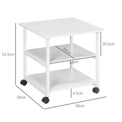 HOMCOM Mobile Printer Stand with Storage Printer Table for Home Office White