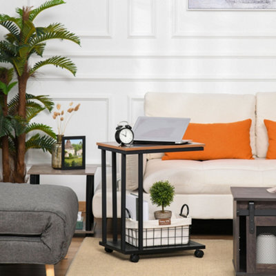 HOMCOM Mobile Sofa Side End Coffee C Table Laptop Stand Rolling Castors ...