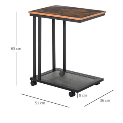 HOMCOM Mobile Sofa Side End Coffee C Table Laptop Stand Rolling Castors Storage