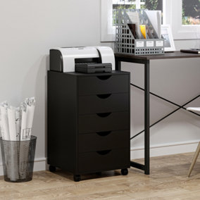 HOMCOM Mobile Vertical Filing Cabinet with 5 Drawers for Home Office, Black