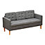 HOMCOM Modern 3-Seater Sofa Button-Tufted Fabric Couch with Hidden Storage Grey