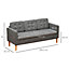HOMCOM Modern 3-Seater Sofa Button-Tufted Fabric Couch with Hidden Storage Grey