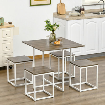 HOMCOM Modern 5-Piece Dining Table Set Metal Frame Square Kitchen Table