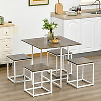 HOMCOM Modern 5-Piece Dining Table Set Metal Frame Square Kitchen