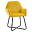 HOMCOM Modern Accent Chair Velvet-Feel Upholstered Lounge Armchair Yellow