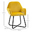 HOMCOM Modern Accent Chair Velvet-Feel Upholstered Lounge Armchair Yellow