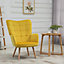 HOMCOM Modern Accent Chair Velvet-Touch Tufted Wingback Armchair Upholstered Leisure Lounge Sofa Club Chair with Wood Legs, Yellow