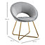 HOMCOM Modern Accent Chairs Velvet Upholstered Armchair with Gold Legs for Living room Bedroom Dinning Room Grey