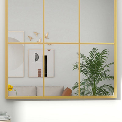 HOMCOM Modern Arched Window Wall Mirror for Bedroom, 91x60cm, Gold Tone