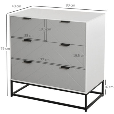 HOMCOM Modern Chest of 4 Drawers Sideboard Dresser for Bedroom Living Room