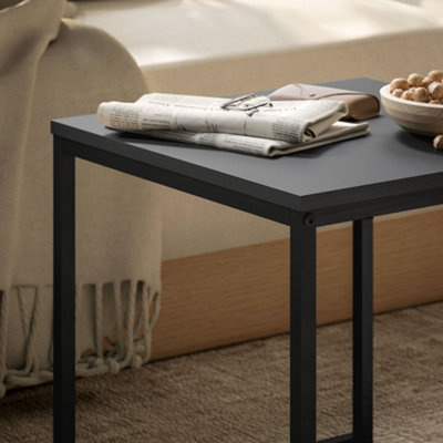 HOMCOM Modern Coffee Table Set Square Nest of Tables for Small Space Black
