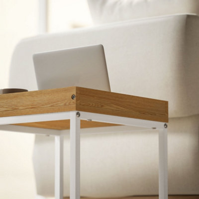 HOMCOM Modern Coffee Table Set Square Nest of Tables for Small Space White