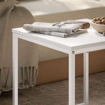 HOMCOM Modern Coffee Table Set Square Nest of Tables for Small Space White