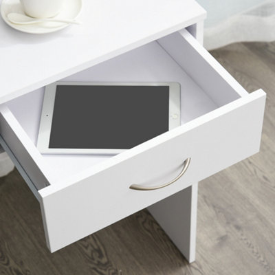 HOMCOM Modern Computer Work Desk Table Study Shelf Drawer Writing Station White