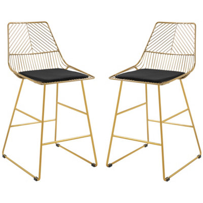 HOMCOM Modern Counter Height Bar Stools Set of 2 pcs Wire Metal Barstools