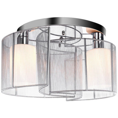 HOMCOM Modern Design Mini Style Flush Mount Ceiling Light with Flush Metal Finish Chandelier - White