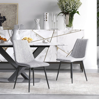 HOMCOM Modern Dining Chairs Set of 2 with Linen-touch Upholstery and ...