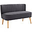 HOMCOM Modern Double Seat Sofa Loveseat Couch 2 Seater Compact Sofa Padded Linen Wood Leg Dark Grey