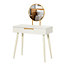 HOMCOM Modern Dressing Table w/ 2 Drawers Round Mirror for Bedroom White