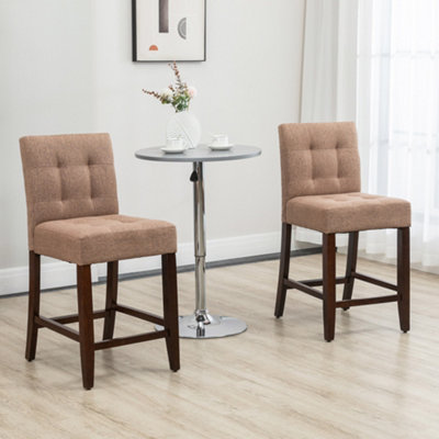 HOMCOM Modern Fabric Bar Stools Set of 2 Bar Chairs with Back Wood