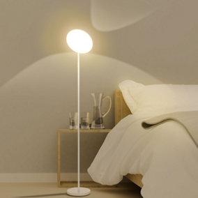 HOMCOM Modern Floor Lamp, Dimming Uplighter Standing Lamp with 3 Brightness, Adjustable Head, 171.5cm, White