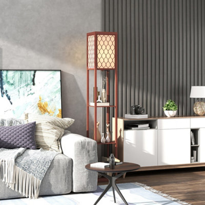 Topbuy Shelf Floor Lamp Corner Floor Lamp w/ 3-tier Shelves & Linen Lampshade Modern Standing Tall Bookshelf Lamp | Best Buy Canada