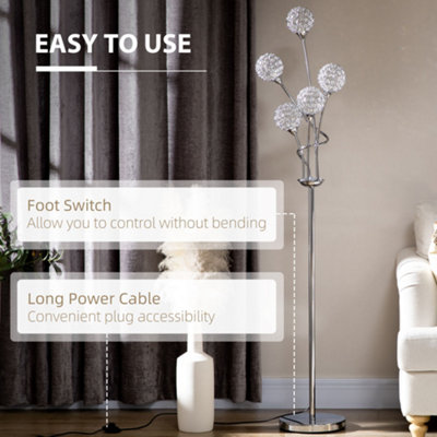 70.25 3-Light Floor Lamp with White Shades Silver - Cresswell Lighting: Adjustable Gooseneck, ETL Listed