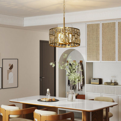 HOMCOM Modern Flush Mount Ceiling Light, Crystal Chandelier for