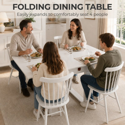 HOMCOM Modern Folding Dining Table for 4 Under-Table Storage 140cm White