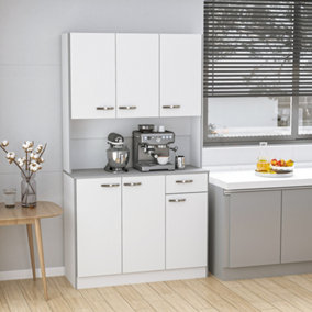 HOMCOM Modern Freestanding Pantry Cupboard Kitchen Hutch w/ Versatile Storage