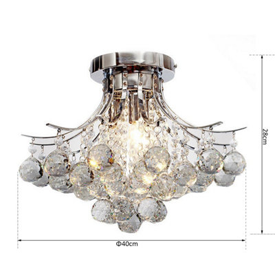 HOMCOM Modern K9 Crystal Chandelier Ceiling Lighting Pendant Lamp with 3 Light