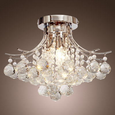 HOMCOM Modern K9 Crystal Chandelier Ceiling Lighting Pendant Lamp with 3 Light
