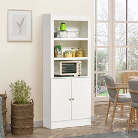 HOMCOM Modern Kitchen Cupboard, Storage Cabinet with Adjustable Shelves, White