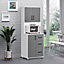 HOMCOM Modern Kitchen Cupboard Storage Organiser Microwave Cabinet Grey