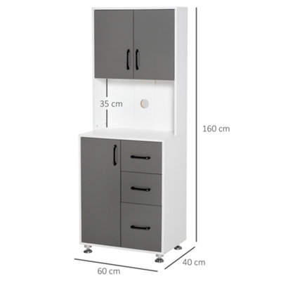 Grey microwave online cart with storage