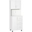 HOMCOM Modern Kitchen Cupboard Storage Organiser Microwave Cabinet White