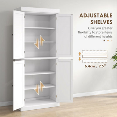 HOMCOM Modern Kitchen Storage Cabinet, 6-Tier Shelves W/ 4 Adjustable, White