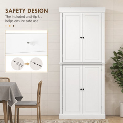 HOMCOM Modern Kitchen Storage Cabinet, 6-Tier Shelves W/ 4 Adjustable, White