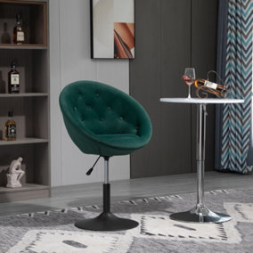 HOMCOM Modern Leisure Chair Round Tufted Accent Chair Vanity Stool Height Adjustable Counter Chair, Green